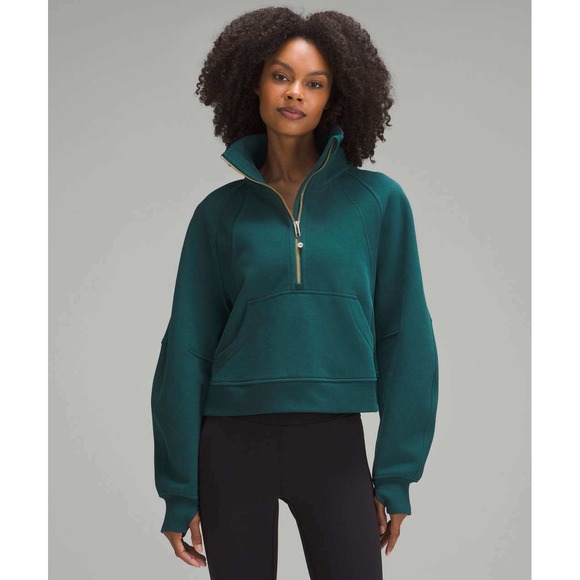 Lululemon Tops - Lululemon Scuba Oversized Funnel Neck Half Zip Storm Teal Gold Zip Women's XS/S